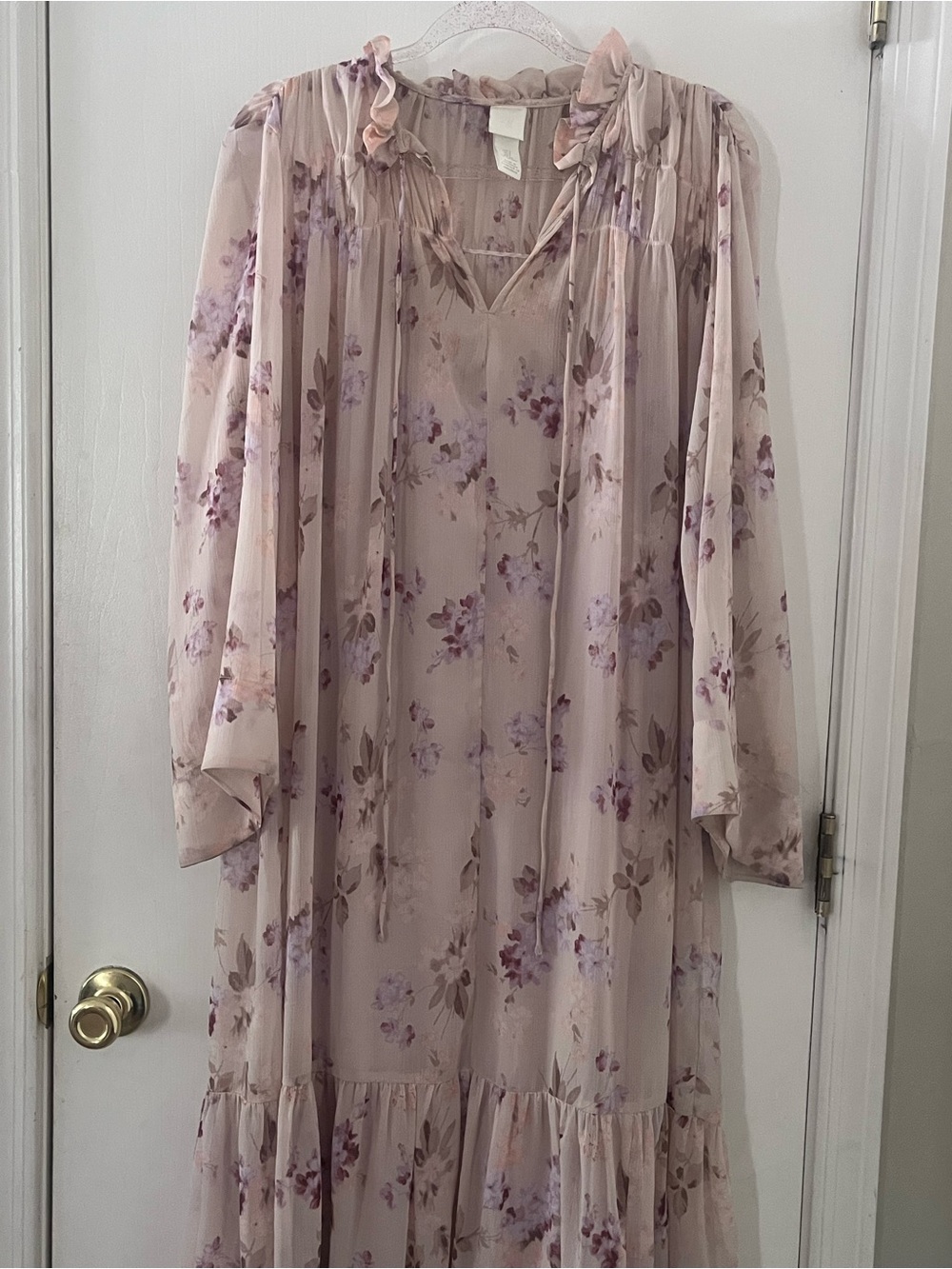 H&M Floral Sheer Maxi Dress in Blush and Lavender